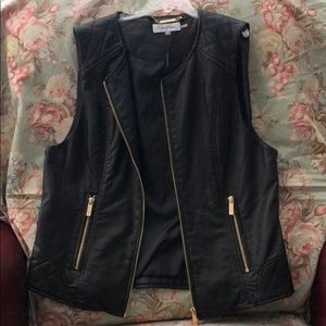 Calvin Klein Black Leather Vest New Sz Small